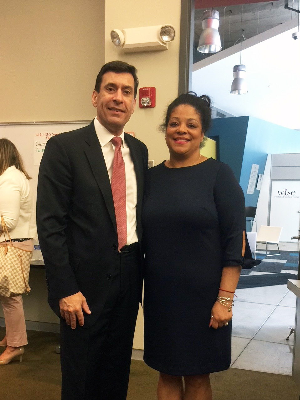Chris Fisher with Assemblymember Pamela Hunter at 5G event in Syracuse