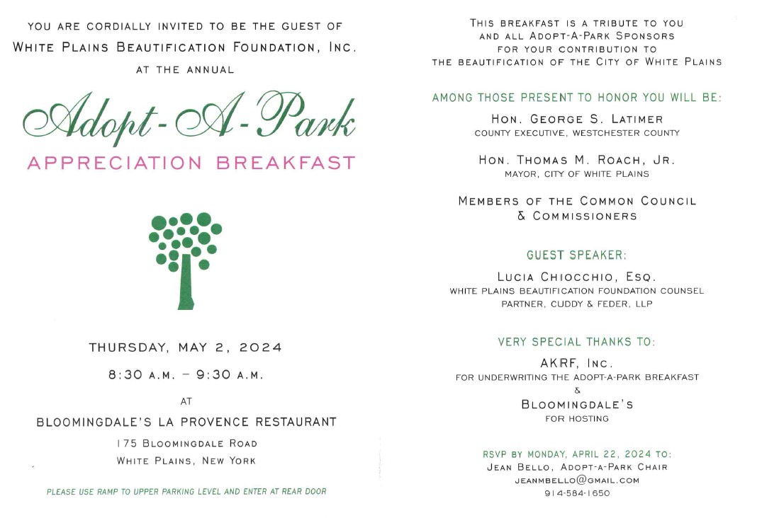 Adopt A Park Breakfast Invite